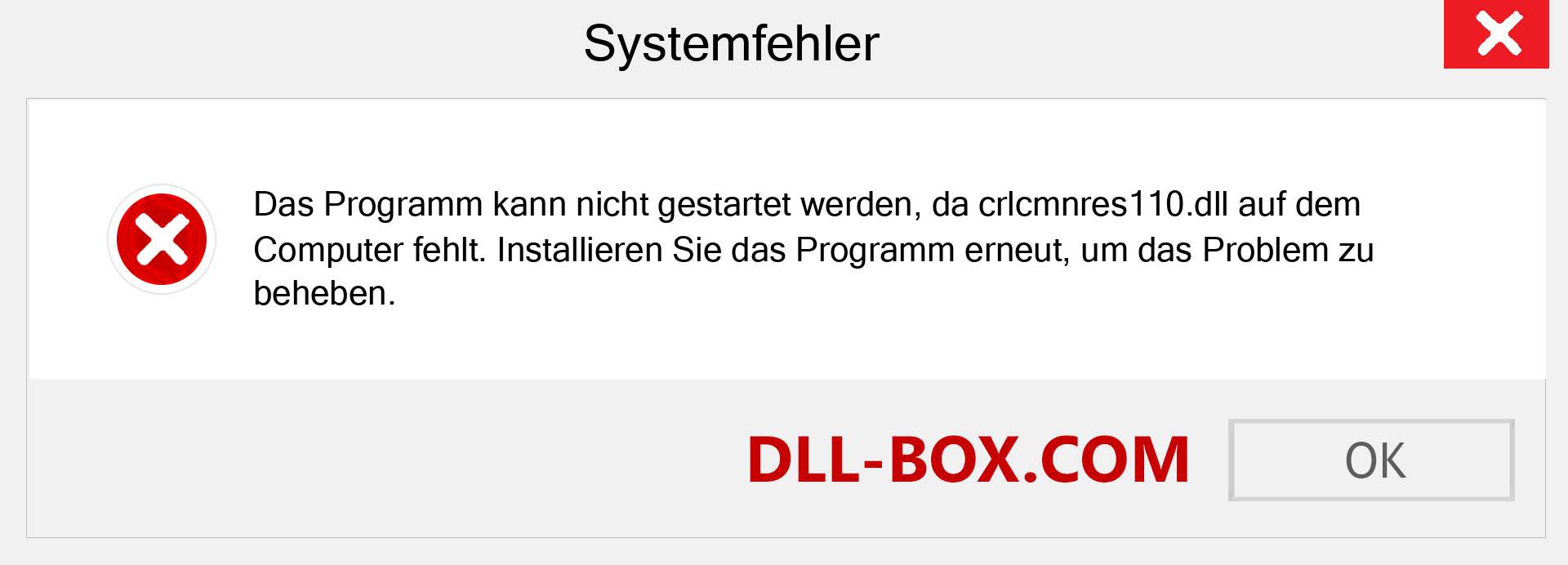 crlcmnres110.dll-Datei fehlt?. Download für Windows 7, 8, 10 - Fix crlcmnres110 dll Missing Error unter Windows, Fotos, Bildern