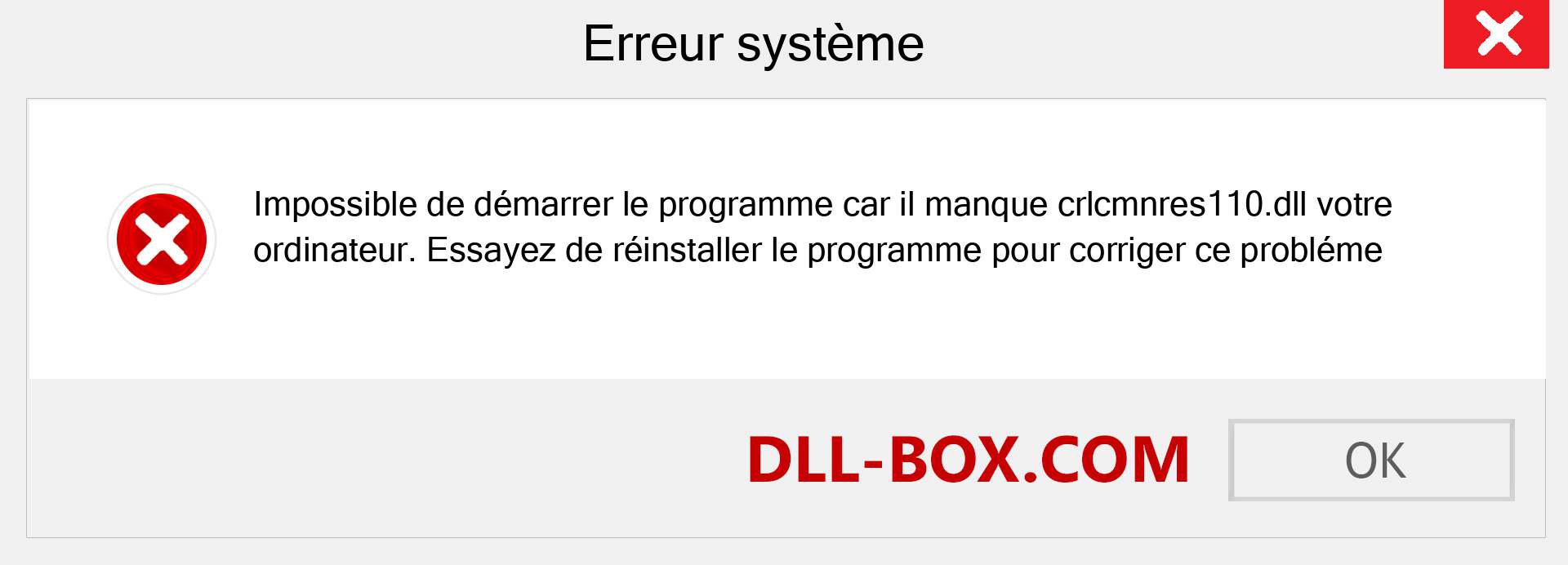 Le fichier crlcmnres110.dll est manquant ?. Télécharger pour Windows 7, 8, 10 - Correction de l'erreur manquante crlcmnres110 dll sur Windows, photos, images